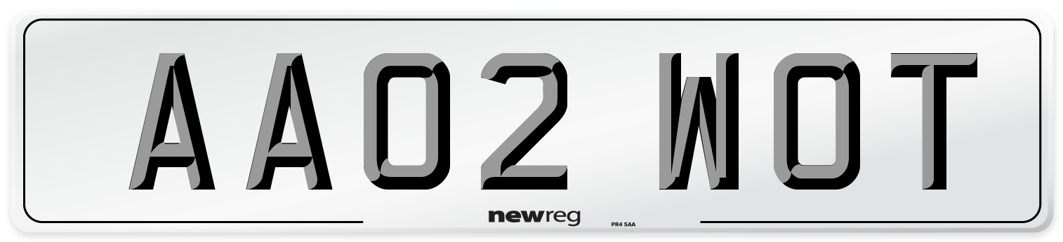 AA02 WOT Number Plate from New Reg
